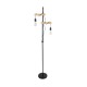GloboStar® MINDELO 02034 Μοντέρνο Επιδαπέδιο Φωτιστικό Μονόφωτο 2 x E27 IP20 Μαύρο Μέταλλο με Μπεζ Ξύλο - Μ40 x Π24 x Υ175cm