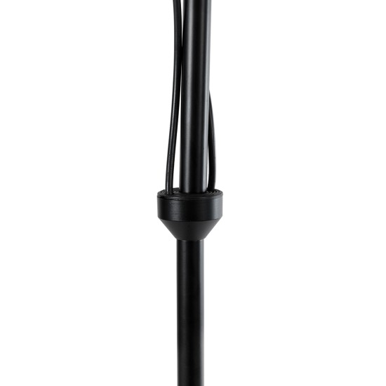 GloboStar® MINDELO 02034 Μοντέρνο Επιδαπέδιο Φωτιστικό Μονόφωτο 2 x E27 IP20 Μαύρο Μέταλλο με Μπεζ Ξύλο - Μ40 x Π24 x Υ175cm