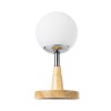 GloboStar® COVE 02036 Μοντέρνο Επιτραπέζιο Φωτιστικό Μονόφωτο 1 x E27 AC220-240V IP20 - Φ12 x Υ25cm - Μπεζ Ξύλινο & Γυάλινη Γαλακτερή Μπάλα
