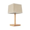 GloboStar® KOLIPE 02038 Μοντέρνο Επιτραπέζιο Φωτιστικό Μονόφωτο 1 x E27 AC220-240V IP20 - Μ20 x Π20 x Υ38cm - Μπεζ Ξύλινη Βάση με Μπεζ Πλεκτό Καπέλο