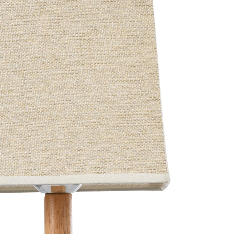 GloboStar® KOLIPE 02038 Μοντέρνο Επιτραπέζιο Φωτιστικό Μονόφωτο 1 x E27 AC220-240V IP20 - Μ20 x Π20 x Υ38cm - Μπεζ Ξύλινη Βάση με Μπεζ Πλεκτό Καπέλο