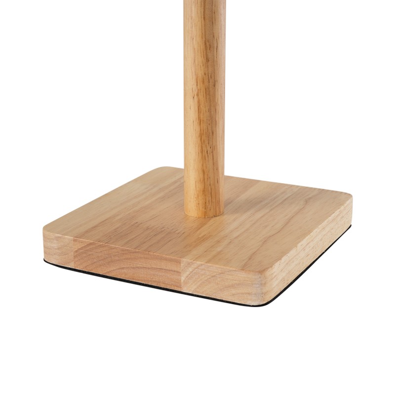 GloboStar® KOLIPE 02038 Μοντέρνο Επιτραπέζιο Φωτιστικό Μονόφωτο 1 x E27 AC220-240V IP20 - Μ20 x Π20 x Υ38cm - Μπεζ Ξύλινη Βάση με Μπεζ Πλεκτό Καπέλο