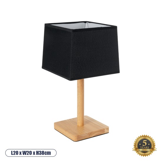 GloboStar® KOLIPE 02039 Μοντέρνο Επιτραπέζιο Φωτιστικό Πορτατίφ Μονόφωτο 1 x E27 IP20 Μπεζ Ξύλο με Μαύρο Ύφασμα - Μ20 x Π20 x Υ38cm GloboStar® KOLIPE 02039 Μοντέρνο Επιτραπέζιο Φωτιστικό Μονόφωτο 1 x E27 AC220-240V IP20 - Μ20 x Π20 x Υ38cm - Μπεζ Ξύλινη Βάση με Μαύρο Πλεκτό Καπέλο