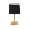 GloboStar® KOLIPE 02039 Μοντέρνο Επιτραπέζιο Φωτιστικό Μονόφωτο 1 x E27 AC220-240V IP20 - Μ20 x Π20 x Υ38cm - Μπεζ Ξύλινη Βάση με Μαύρο Πλεκτό Καπέλο