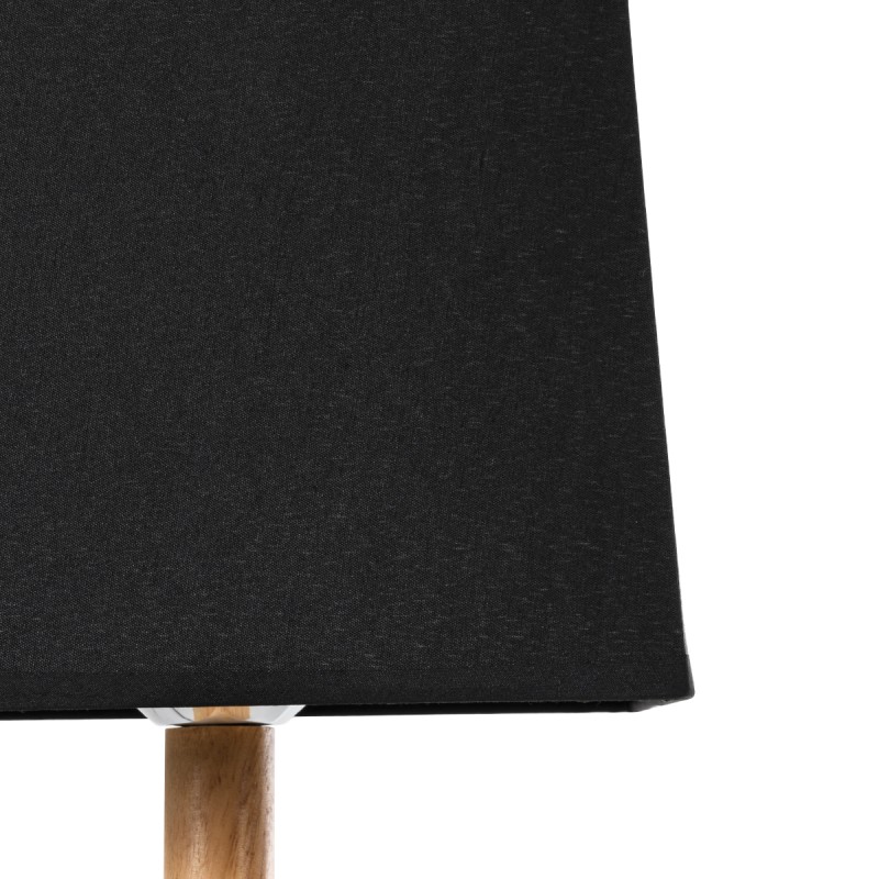 GloboStar® KOLIPE 02039 Μοντέρνο Επιτραπέζιο Φωτιστικό Μονόφωτο 1 x E27 AC220-240V IP20 - Μ20 x Π20 x Υ38cm - Μπεζ Ξύλινη Βάση με Μαύρο Πλεκτό Καπέλο