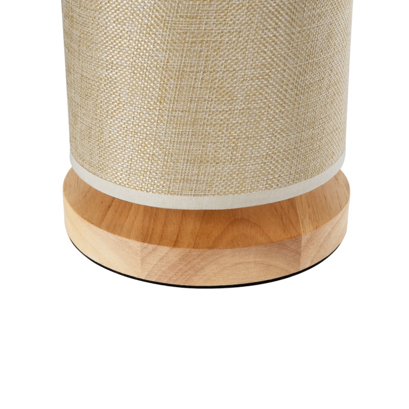 GloboStar® VALVERDE 02040 Μοντέρνο Επιτραπέζιο Φωτιστικό Μονόφωτο 1 x E27 AC220-240V IP20 - Φ15 x Υ30cm - Μπεζ Ξύλινη Βάση με Μπεζ Πλεκτό Καπέλο