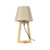 GloboStar® TAKIKO 02042 Μοντέρνο Επιτραπέζιο Φωτιστικό Μονόφωτο 1 x E27 AC220-240V IP20 - Φ25 x Υ48cm - Μπεζ Ξύλινη Βάση & Μπεζ Πλεκτό Καπέλο