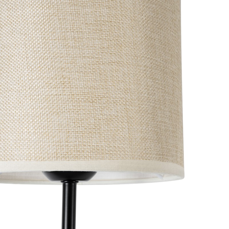 GloboStar® MANU 02043 Μοντέρνο Επιτοίχιο Φωτιστικό Απλίκα Μονόφωτο 1 x E27 IP20 Μαύρο Μέταλλο, Μπεζ Ξύλο με Μπεζ Ύφασμα - Μ18 x Π20 x Υ37cm