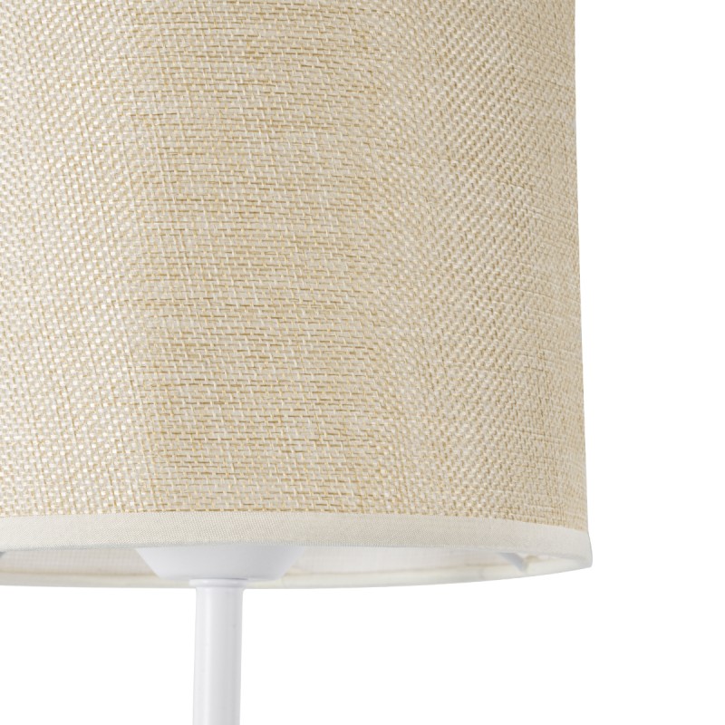 GloboStar® MANU 02044 Μοντέρνο Επιτοίχιο Φωτιστικό Απλίκα Μονόφωτο 1 x E27 IP20 Λευκό Μέταλλο, Μπεζ Ξύλο με Μπεζ Ύφασμα - Μ18 x Π20 x Υ37cm