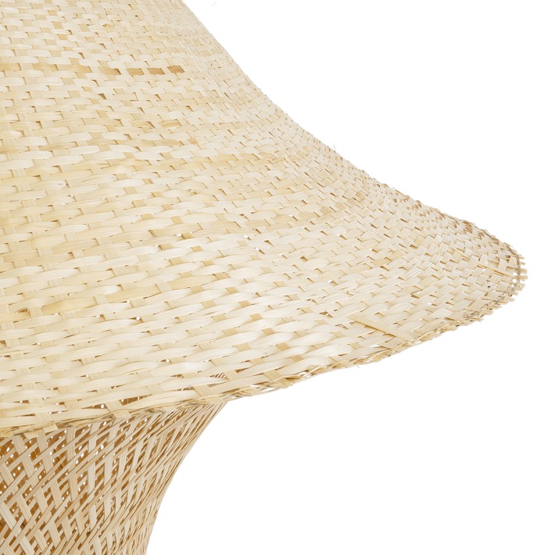 GloboStar® JUNIPER 02047 Boho Κρεμαστό Φωτιστικό Καμπάνα Μονόφωτο 1 x E27 IP20 Μπεζ Ξύλο - Μ100 x Π100 x Υ90cm