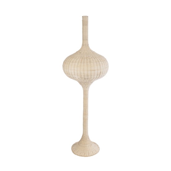 GloboStar® ALADDIN 02052 Boho Επιδαπέδιο Φωτιστικό Μονόφωτο 1 x E27 IP20 Μπεζ Ξύλο - Μ60 x Π60 x Υ180cm