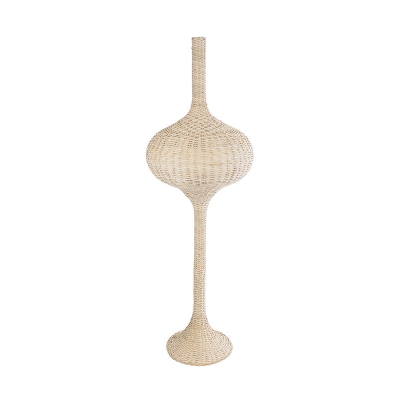 GloboStar® ALADDIN 02052 Boho Επιδαπέδιο Φωτιστικό Μονόφωτο 1 x E27 IP20 Μπεζ Ξύλο - Μ60 x Π60 x Υ180cm