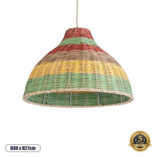 GloboStar® CABALLEROS 02053 Boho Κρεμαστό Φωτιστικό Καμπάνα Μονόφωτο 1 x E27 IP20 Πολύχρωμο Ξύλο - Μ40 x Π40 x Υ27cm GloboStar® CABALLEROS 02053 Boho Κρεμαστό Φωτιστικό Καμπάνα Μονόφωτο 1 x E27 IP20 Πολύχρωμο Ξύλο - Μ40 x Π40 x Υ27cm