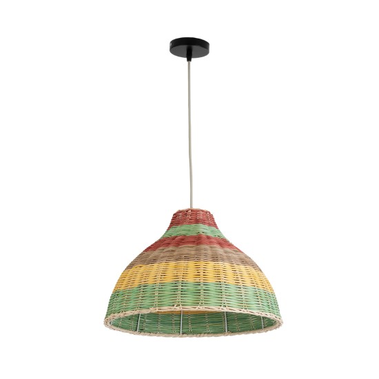 GloboStar® CABALLEROS 02053 Boho Κρεμαστό Φωτιστικό Καμπάνα Μονόφωτο 1 x E27 IP20 Πολύχρωμο Ξύλο - Μ40 x Π40 x Υ27cm GloboStar® CABALLEROS 02053 Boho Κρεμαστό Φωτιστικό Καμπάνα Μονόφωτο 1 x E27 IP20 Πολύχρωμο Ξύλο - Μ40 x Π40 x Υ27cm