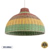 GloboStar® CABALLEROS 02054 Boho Κρεμαστό Φωτιστικό Καμπάνα Μονόφωτο 1 x E27 IP20 Πολύχρωμο Ξύλο - Μ70 x Π70 x Υ48cm