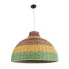 GloboStar® CABALLEROS 02054 Boho Κρεμαστό Φωτιστικό Καμπάνα Μονόφωτο 1 x E27 IP20 Πολύχρωμο Ξύλο - Μ70 x Π70 x Υ48cm