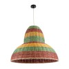GloboStar® CABALLEROS 02058 Boho Κρεμαστό Φωτιστικό Καμπάνα Μονόφωτο 1 x E27 IP20 Πολύχρωμο Ξύλο - Μ70 x Π70 x Υ60cm
