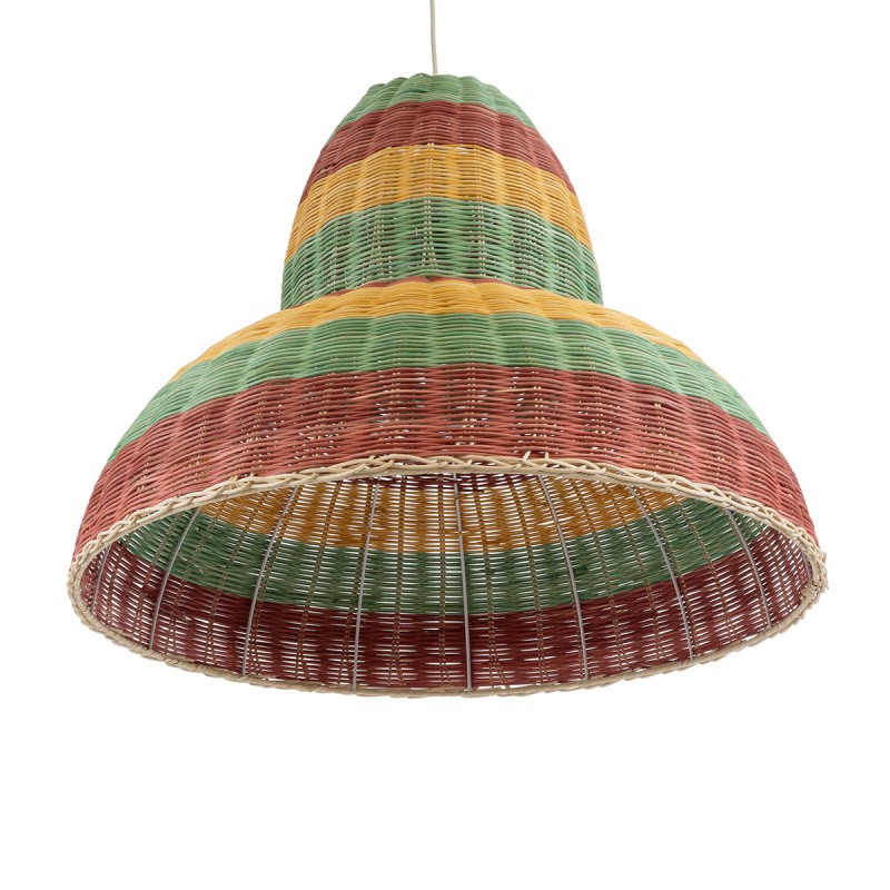 GloboStar® CABALLEROS 02058 Boho Κρεμαστό Φωτιστικό Καμπάνα Μονόφωτο 1 x E27 IP20 Πολύχρωμο Ξύλο - Μ70 x Π70 x Υ60cm