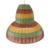 GloboStar® CABALLEROS 02058 Boho Κρεμαστό Φωτιστικό Καμπάνα Μονόφωτο 1 x E27 IP20 Πολύχρωμο Ξύλο - Μ70 x Π70 x Υ60cm