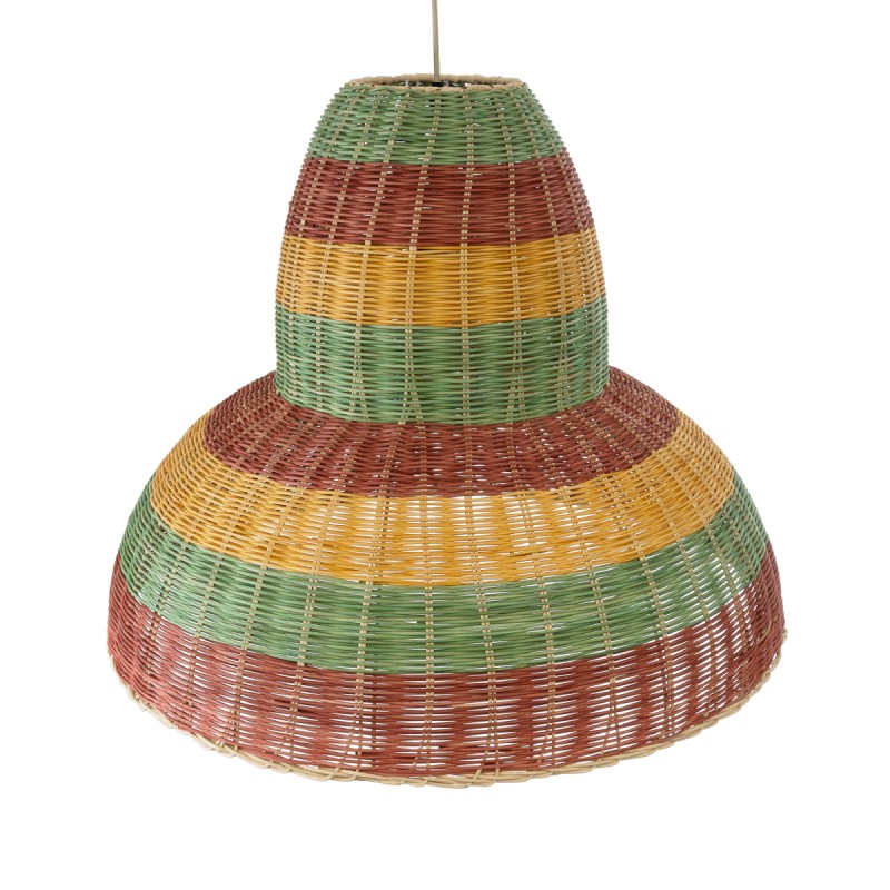 GloboStar® CABALLEROS 02058 Boho Κρεμαστό Φωτιστικό Καμπάνα Μονόφωτο 1 x E27 IP20 Πολύχρωμο Ξύλο - Μ70 x Π70 x Υ60cm