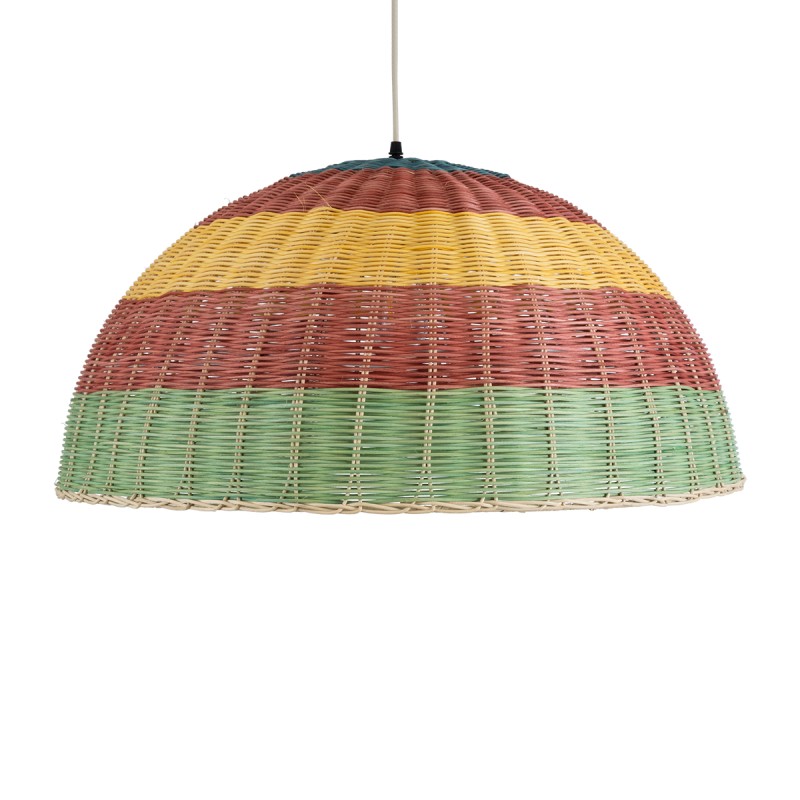 GloboStar® CABALLEROS 02061 Boho Κρεμαστό Φωτιστικό Καμπάνα Μονόφωτο 1 x E27 IP20 Πολύχρωμο Ξύλο - Μ70 x Π70 x Υ34cm