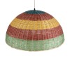 GloboStar® CABALLEROS 02061 Boho Κρεμαστό Φωτιστικό Καμπάνα Μονόφωτο 1 x E27 IP20 Πολύχρωμο Ξύλο - Μ70 x Π70 x Υ34cm