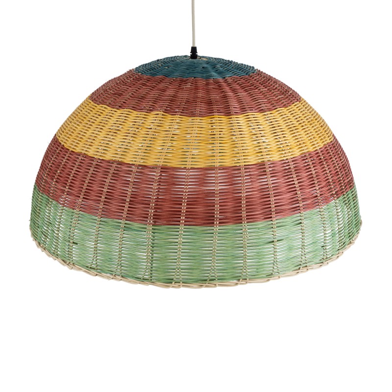 GloboStar® CABALLEROS 02061 Boho Κρεμαστό Φωτιστικό Καμπάνα Μονόφωτο 1 x E27 IP20 Πολύχρωμο Ξύλο - Μ70 x Π70 x Υ34cm