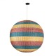 GloboStar® CABALLEROS 02064 Boho Κρεμαστό Φωτιστικό Μπάλα Μονόφωτο 1 x E27 IP20 Πολύχρωμο Ξύλο - Μ100 x Π100 x Υ100cm