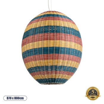 GLOBOSTAR® CABALLEROS 02066 Boho Κρεμαστό Φωτιστικό Οροφής με Ντουί 1 x E27 AC 220-240V IP20 - Πολύχρωμο - Μ70 x Π70 x Υ80cm
