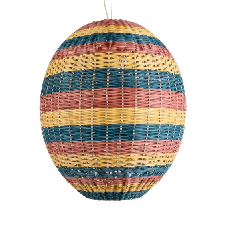 GloboStar® CABALLEROS 02066 Boho Κρεμαστό Φωτιστικό Πλέγμα Μονόφωτο 1 x E27 IP20 Πολύχρωμο Ξύλο - Μ70 x Π70 x Υ80cm