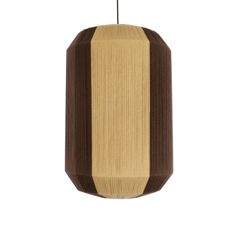 GloboStar® SALERNO 02076 Boho Κρεμαστό Φωτιστικό Πλέγμα Μονόφωτο 1 x E27 IP20 Μπεζ & Καφέ Σχοινί - Μ50 x Π50 x Υ80cm