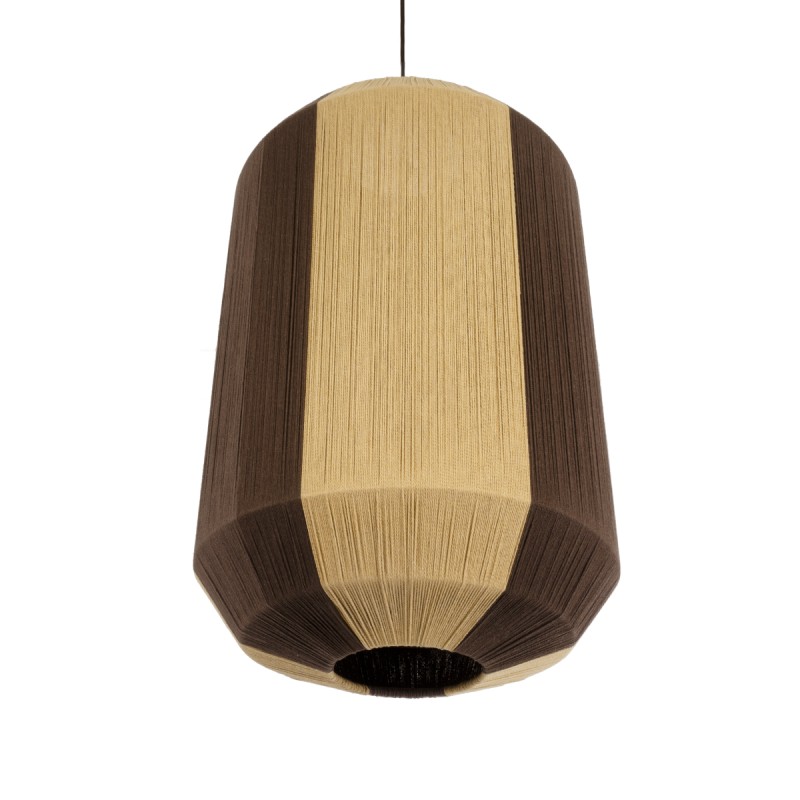 GloboStar® SALERNO 02076 Boho Κρεμαστό Φωτιστικό Πλέγμα Μονόφωτο 1 x E27 IP20 Μπεζ & Καφέ Σχοινί - Μ50 x Π50 x Υ80cm