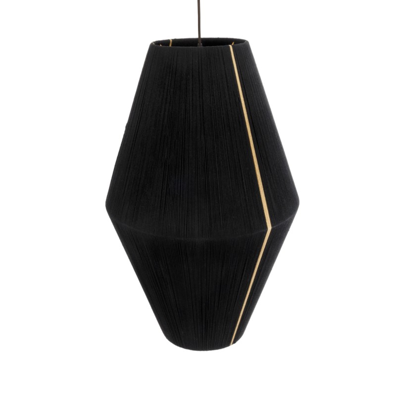 GloboStar® SALERNO 02078 Boho Κρεμαστό Φωτιστικό Πλέγμα Μονόφωτο 1 x E27 IP20 Μαύρο & Μπεζ Σχοινί - Μ50 x Π50 x Υ80cm