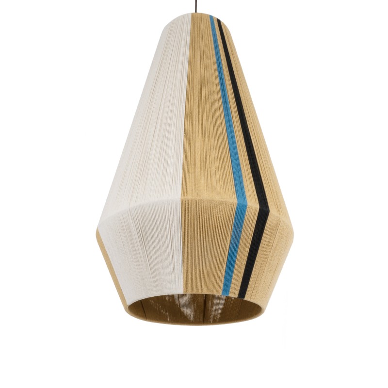 GloboStar® SALERNO 02079 Boho Κρεμαστό Φωτιστικό Πλέγμα Μονόφωτο 1 x E27 IP20 Πολύχρωμο Σχοινί - Μ50 x Π50 x Υ90cm