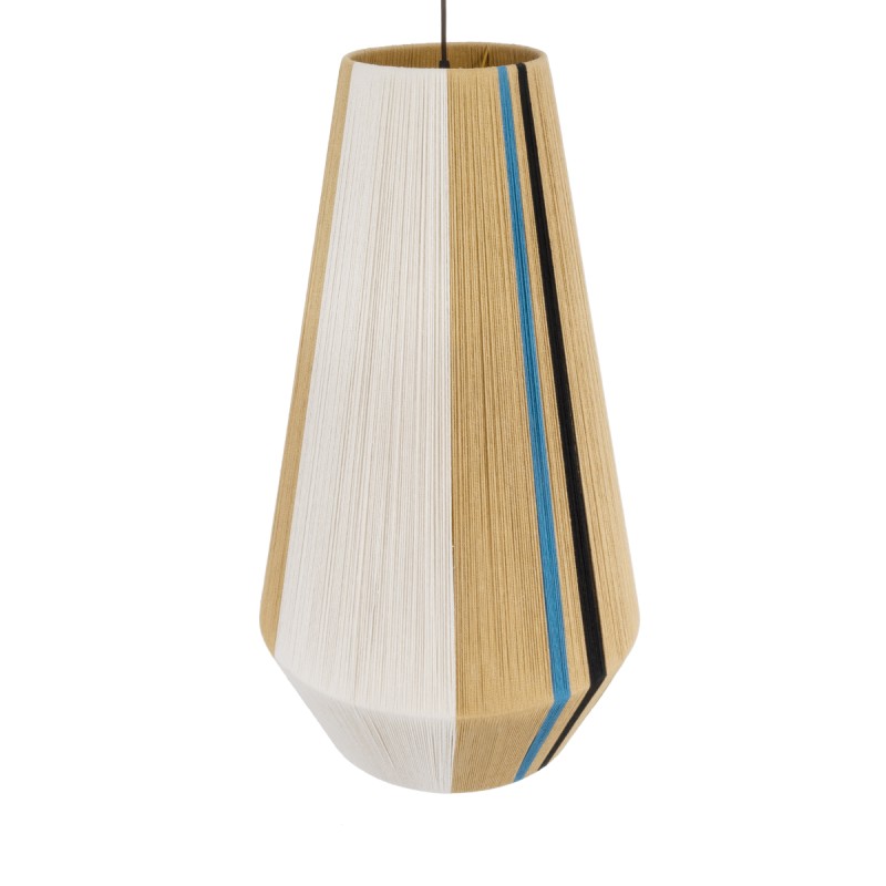 GloboStar® SALERNO 02079 Boho Κρεμαστό Φωτιστικό Πλέγμα Μονόφωτο 1 x E27 IP20 Πολύχρωμο Σχοινί - Μ50 x Π50 x Υ90cm