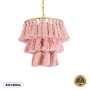 GLOBOSTAR® MISSOULA 02086 Boho Κρεμαστό Φωτιστικό Οροφής με Ντουί 1 x E27 AC 220-240V IP20 - Ροζ & Χρυσό - Μ30 x Π30 x Υ40cm