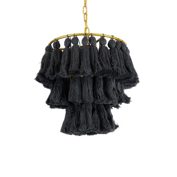 GLOBOSTAR® MISSOULA 02087 Boho Κρεμαστό Φωτιστικό Οροφής με Ντουί 1 x E27 AC 220-240V IP20 - Μαύρο & Χρυσό - Μ30 x Π30 x Υ40cm