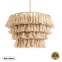 GLOBOSTAR® MISSOULA 02088 Boho Κρεμαστό Φωτιστικό Οροφής με Ντουί 1 x E27 AC 220-240V IP20 - Μπεζ & Χρυσό - Μ60 x Π60 x Υ40cm