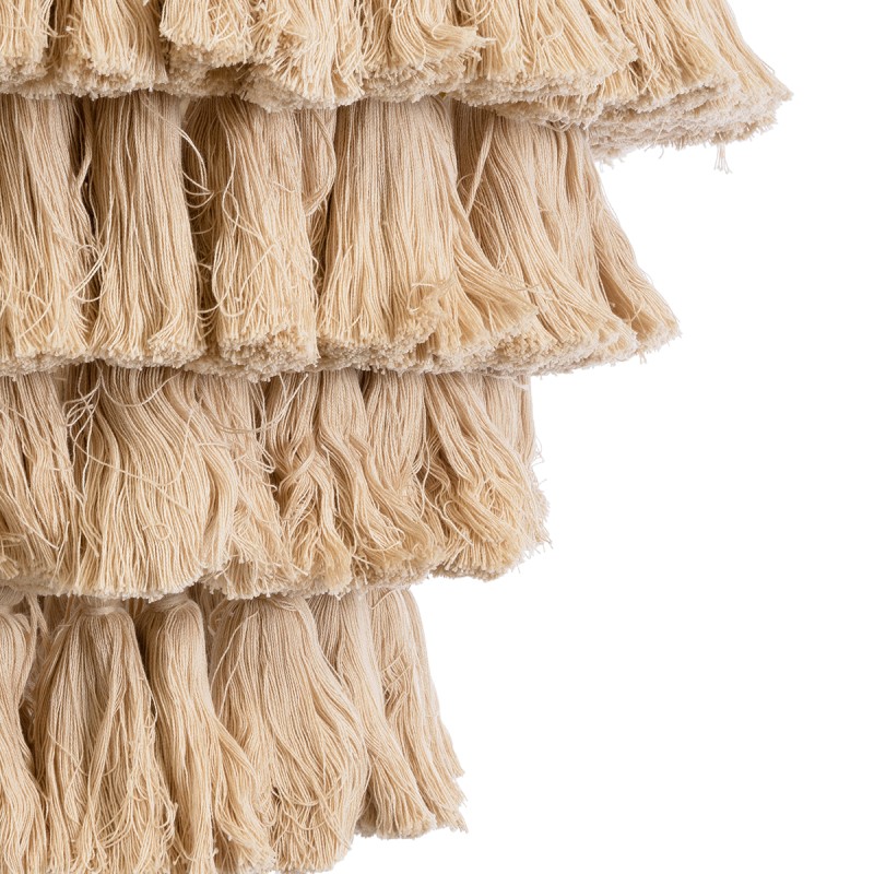 GloboStar® MISSOULA 02088 Boho Κρεμαστό Φωτιστικό Σχοινί Μονόφωτο 1 x E27 IP20 Μπεζ Ύφασμα με Χρυσό Μέταλλο - Μ60 x Π60 x Υ40cm