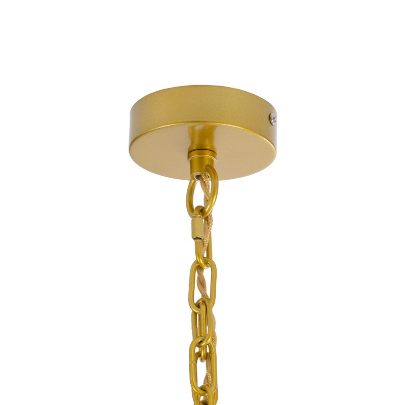 GloboStar® MISSOULA 02090 Boho Κρεμαστό Φωτιστικό Σχοινί Μονόφωτο 1 x E27 IP20 Ροζ Ύφασμα με Χρυσό Μέταλλο - Μ60 x Π60 x Υ40cm