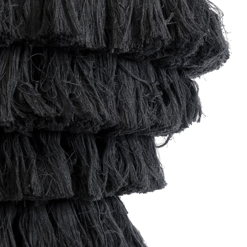 GloboStar® MISSOULA 02091 Boho Κρεμαστό Φωτιστικό Σχοινί Μονόφωτο 1 x E27 IP20 Μαύρο Ύφασμα με Χρυσό Μέταλλο - Μ60 x Π60 x Υ40cm