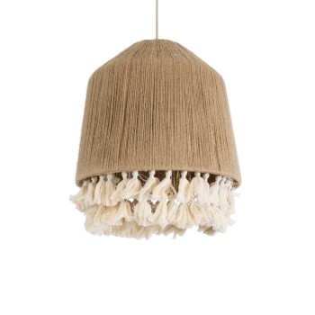 GLOBOSTAR® PUERTORICO 02092 Boho Κρεμαστό Φωτιστικό Οροφής με Ντουί 1 x E27 AC 220-240V IP20 - Μπεζ & Λευκό - Μ40 x Π40 x Υ45cm