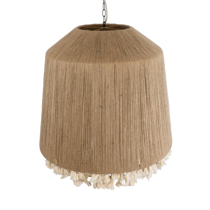 GloboStar® PUERTORICO 02093 Boho Κρεμαστό Φωτιστικό Καμπάνα Τρίφωτο 3 x E27 IP20 Μπεζ & Λευκό Σχοινί - Μ80 x Π80 x Υ80cm