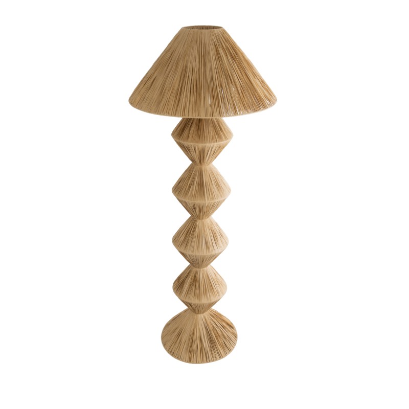 GloboStar® LUANA 02108 Boho Επιδαπέδιο Φωτιστικό Μονόφωτο 1 x E27 IP20 Μπεζ Ράφια - Μ60 x Π60 x Υ150cm