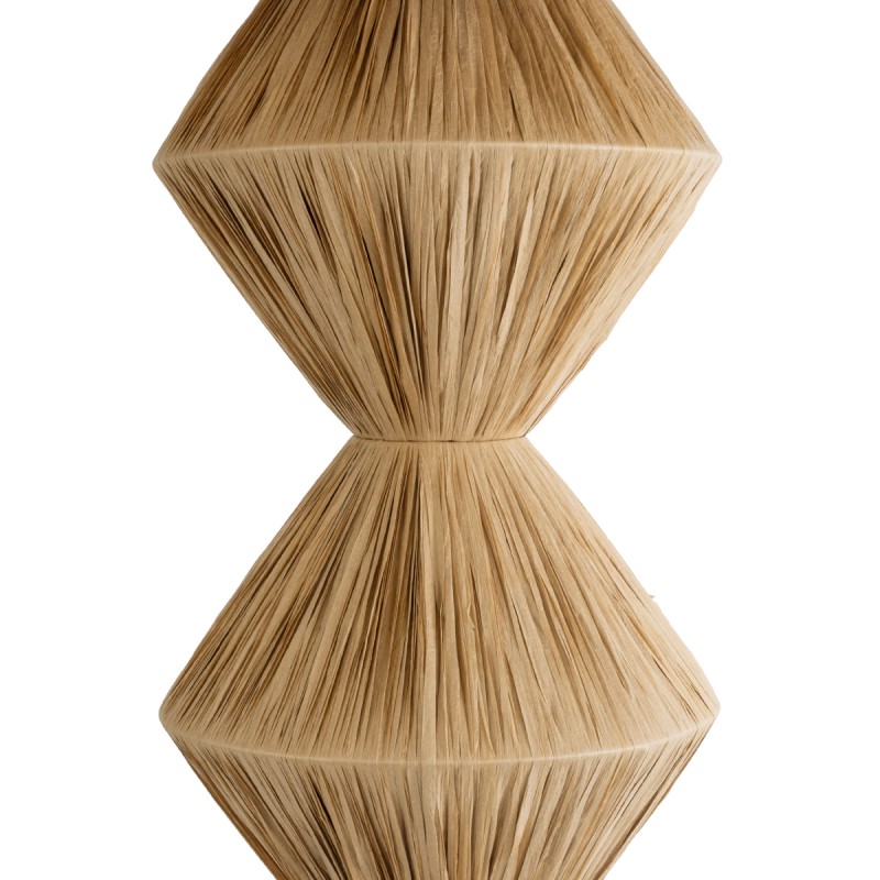 GloboStar® LUANA 02108 Boho Επιδαπέδιο Φωτιστικό Μονόφωτο 1 x E27 IP20 Μπεζ Ράφια - Μ60 x Π60 x Υ150cm