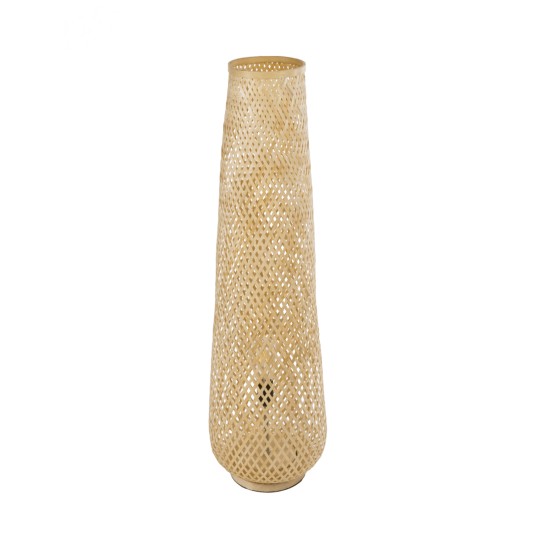GloboStar® MAMIZU 02109 Boho Επιδαπέδιο Φωτιστικό Μονόφωτο 1 x E27 IP20 Μπεζ Ξύλο - Μ28 x Π28 x Υ93cm