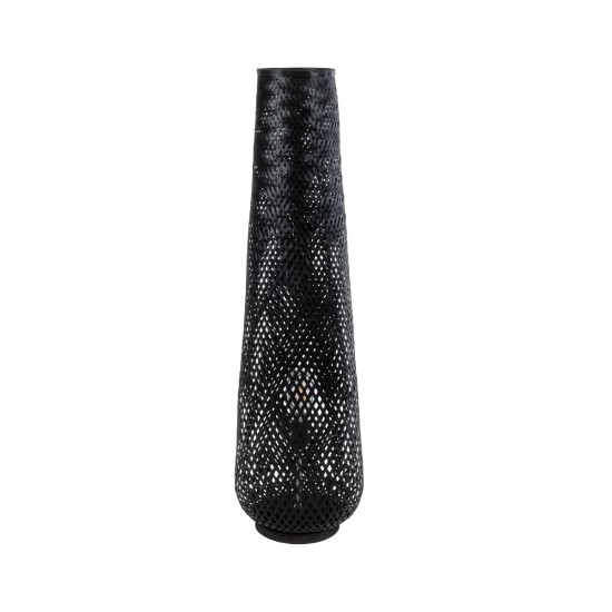 GloboStar® MAMIZU 02110 Boho Επιδαπέδιο Φωτιστικό Μονόφωτο 1 x E27 IP20 Μαύρο Ξύλο - Μ28 x Π28 x Υ93cm