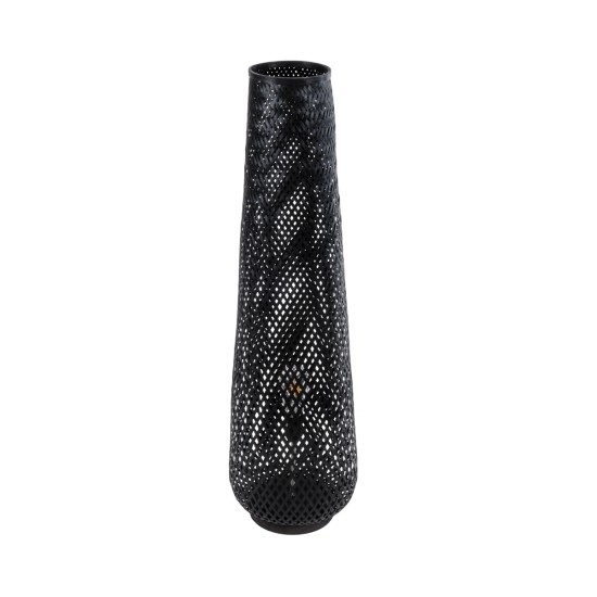 GloboStar® MAMIZU 02110 Boho Επιδαπέδιο Φωτιστικό Μονόφωτο 1 x E27 IP20 Μαύρο Ξύλο - Μ28 x Π28 x Υ93cm