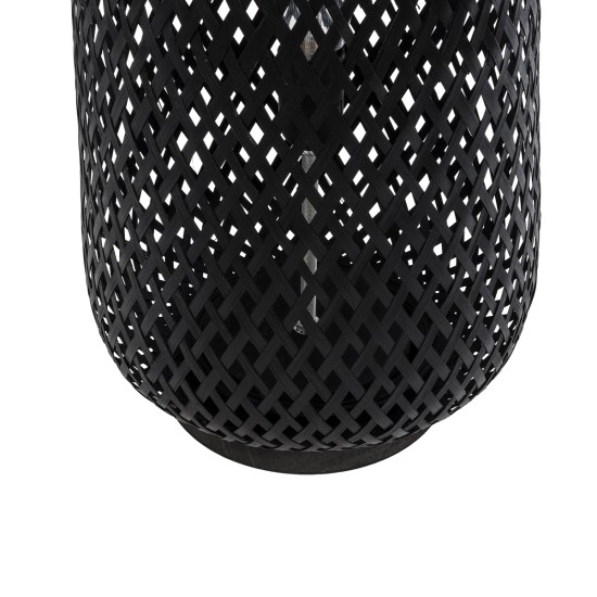 GloboStar® MAMIZU 02110 Boho Επιδαπέδιο Φωτιστικό Μονόφωτο 1 x E27 IP20 Μαύρο Ξύλο - Μ28 x Π28 x Υ93cm