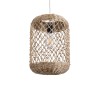 GloboStar® ECUADOR 02117 Boho Κρεμαστό Φωτιστικό Πλέγμα Μονόφωτο 1 x E27 IP20 Μπεζ Rattan - Μ28 x Π28 x Υ40cm